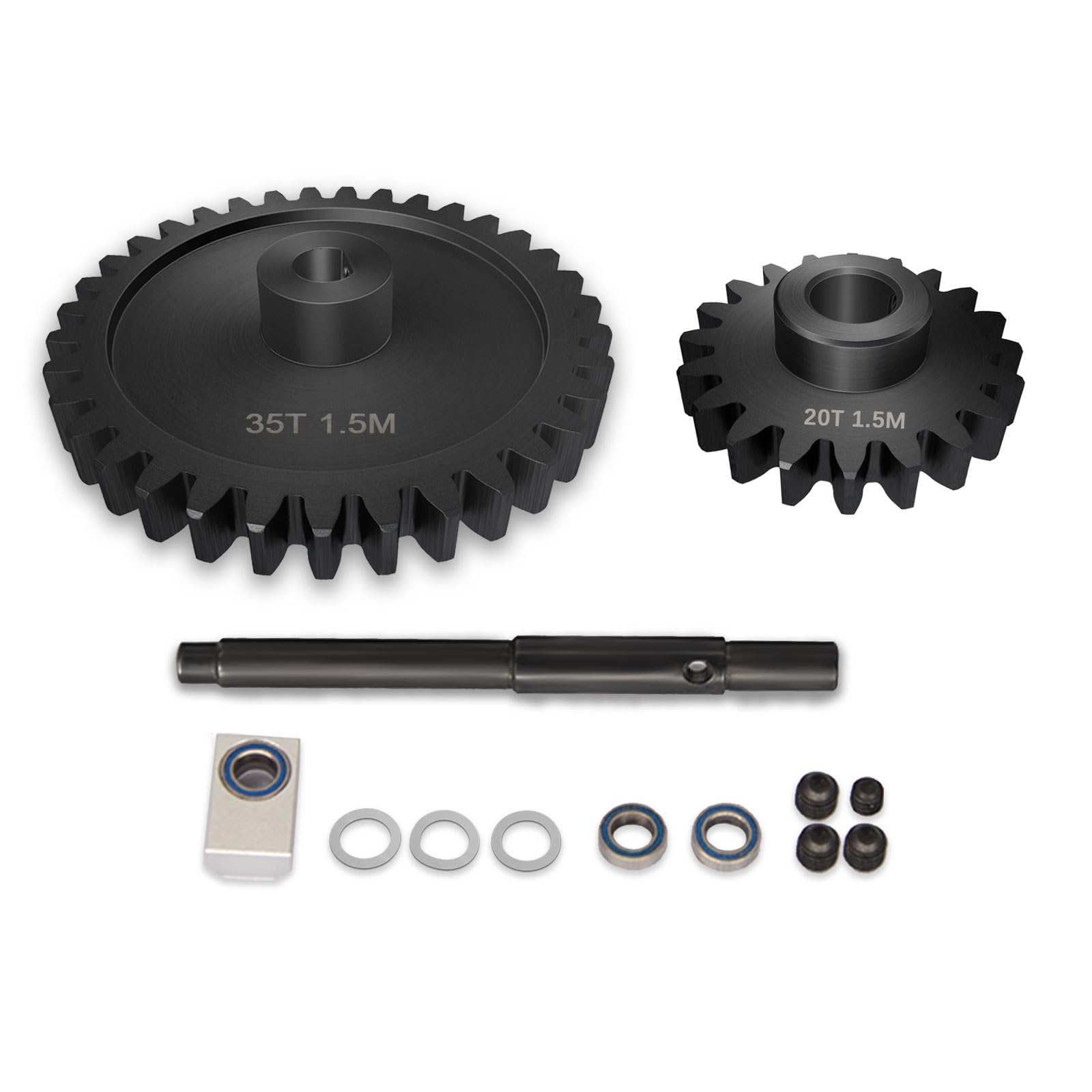 Main Gear 35T M1.5 Shaft with Bearing 45# Steel D-Shaped Hole Spur Gear with 20T Pinon Gear for TRAXXAS-1/5 X-MAXX 6S/8S Monster Truck and 1/6 4WD XRT 8S-78086-4