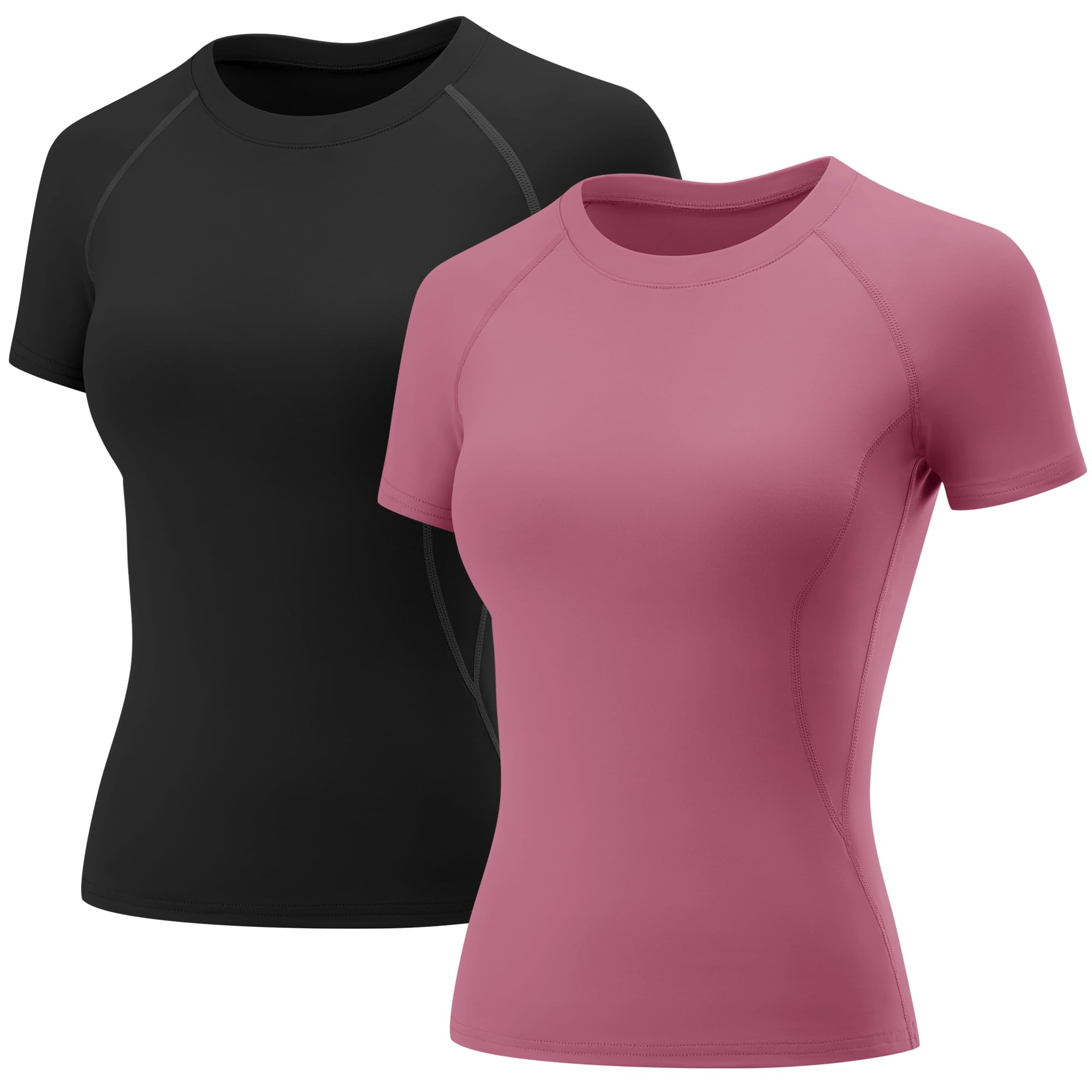 Rapbin T Shirt Damen Sport Top Gym Oberteil Yoga Rundhals Leicht Atmungsaktiv Sportshirt Workout Running Funktionsshirt Sommer Fitness Laufshirt