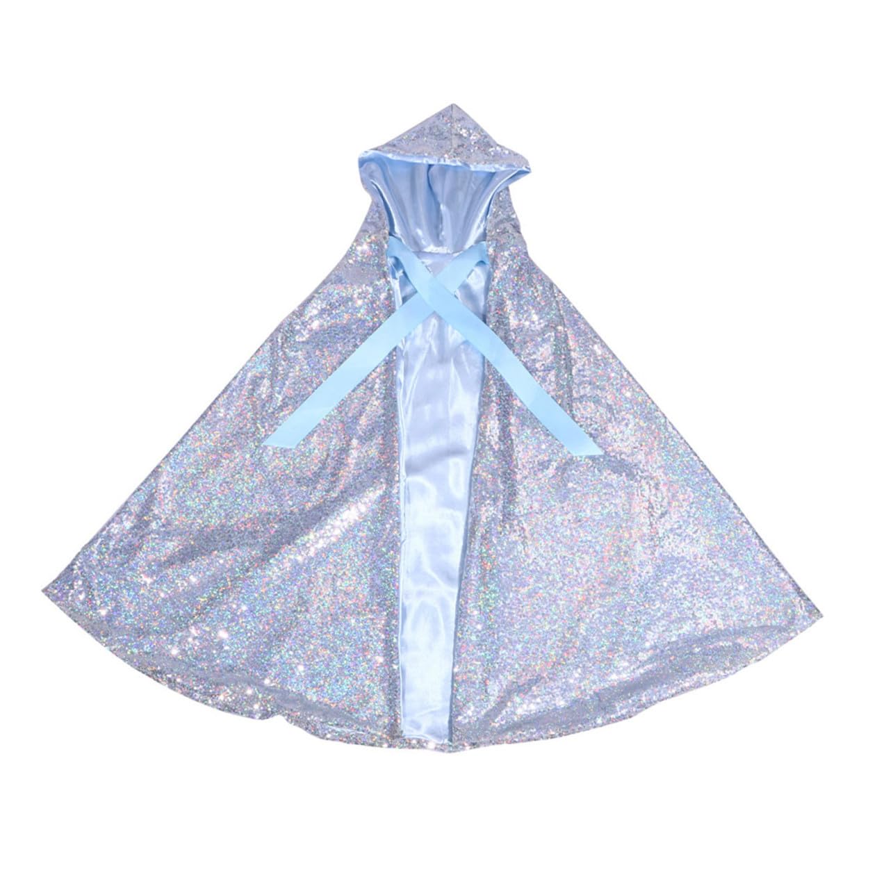 ERINGOGO Capa Brillante Capucha para Disfraz Infantil de Cosplay y Fiesta Capa Dulce Plateada Tamaño L Accesorios para Disfraces de Halloween y Carnaval