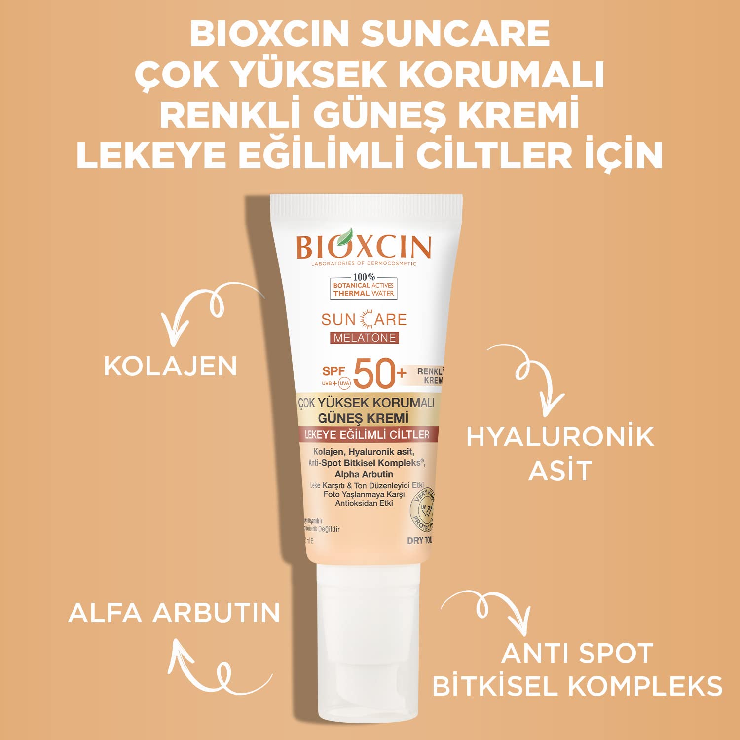 Bioxcin Sun Care Lekeye Eğilimli Ciltler İçin Çok Yüksek Korumalı Renkli Güneş Kremi 50 SPF - Leke Tinted 50 Ml (2 paketi)