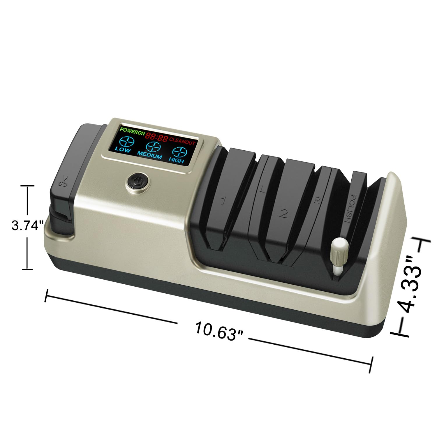 NATGIFT Electric Knife Sharpener Blade Sharpeners Machine 100% Diamond Abrasives and Precision Angle Guides 3-Speed Variable with LCD Screen for Serrated Lawn Blades Edges, Scissors & Axe, Gold