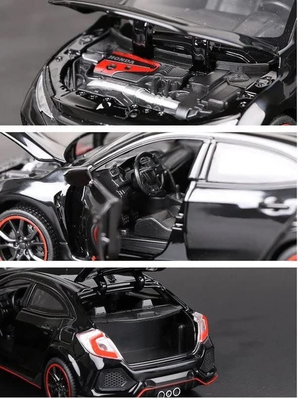 Image of Alokik Enterprise Exclusive Alloy Metal Pull Back Die-Cast Car 1:32 Civic Honda Diecast Metal Pullback Toy Car With Openable Doors & Light|Music Boys Gifts Toys For Kids (Civic Honda)|Multicolor