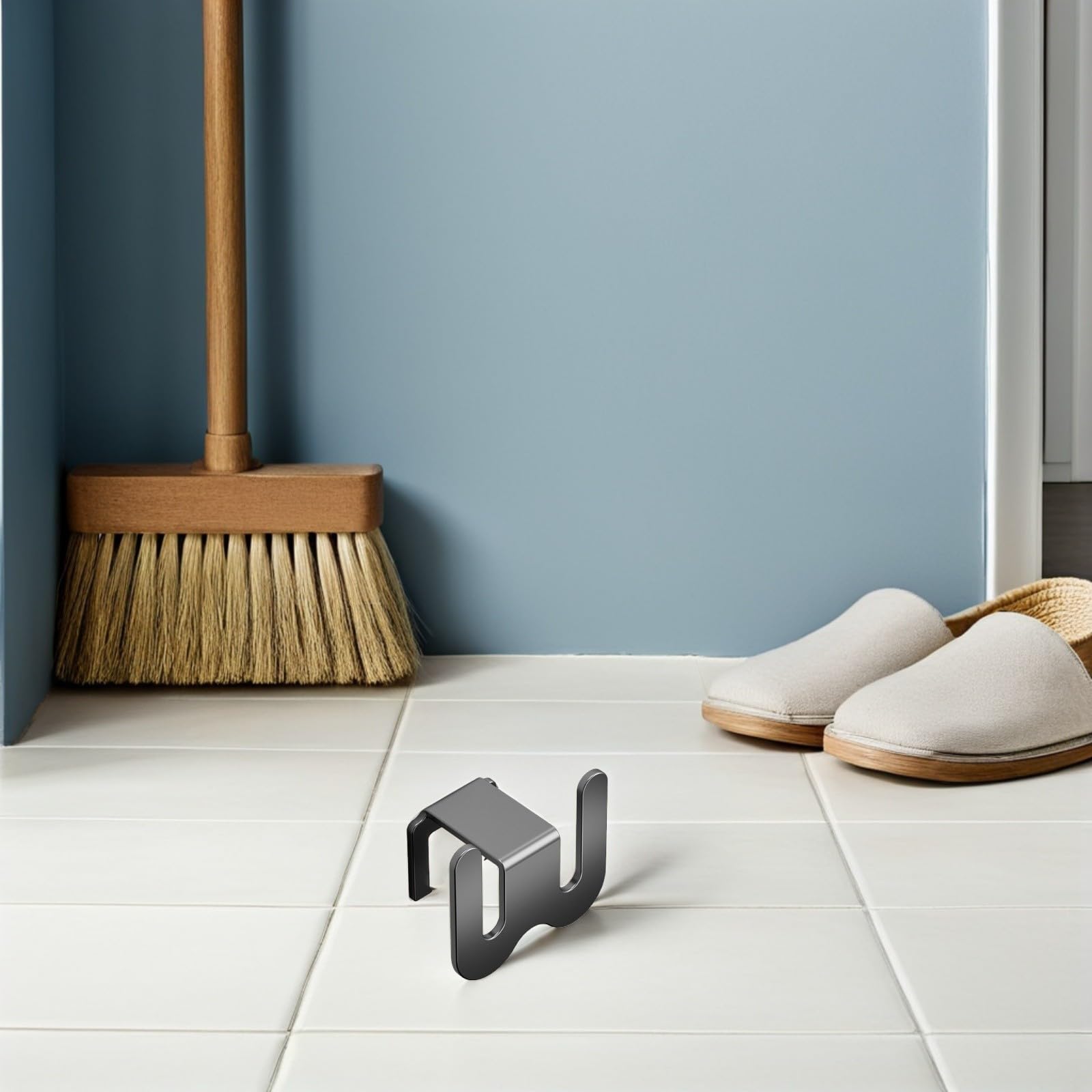 Homoyoyo Perchero para Zapatillas sin Perforaciones, Zapatero de Pared, Aleación de Aluminio, Gris Pistola, Ahorro de Espacio, para Baño y Puerta