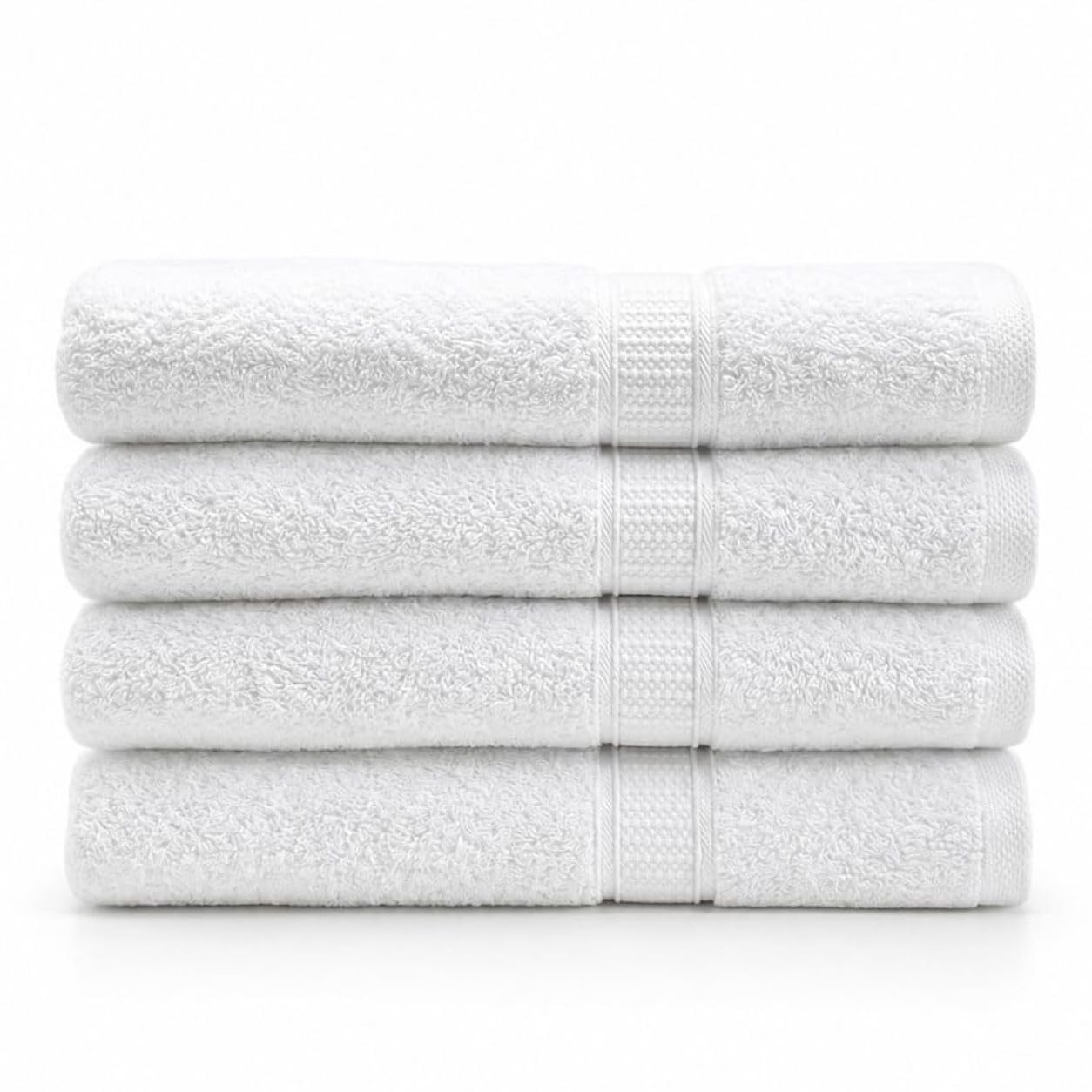 4-częściowy zestaw ręczników kąpielowych premium – 100% bawełna ekologiczna 550 g/m², certyfikat Öko-Tex i GOTS, chłonny, dwie szlufki do zawieszania, 70 x 140 cm, szybkoschnące (białe, 4
