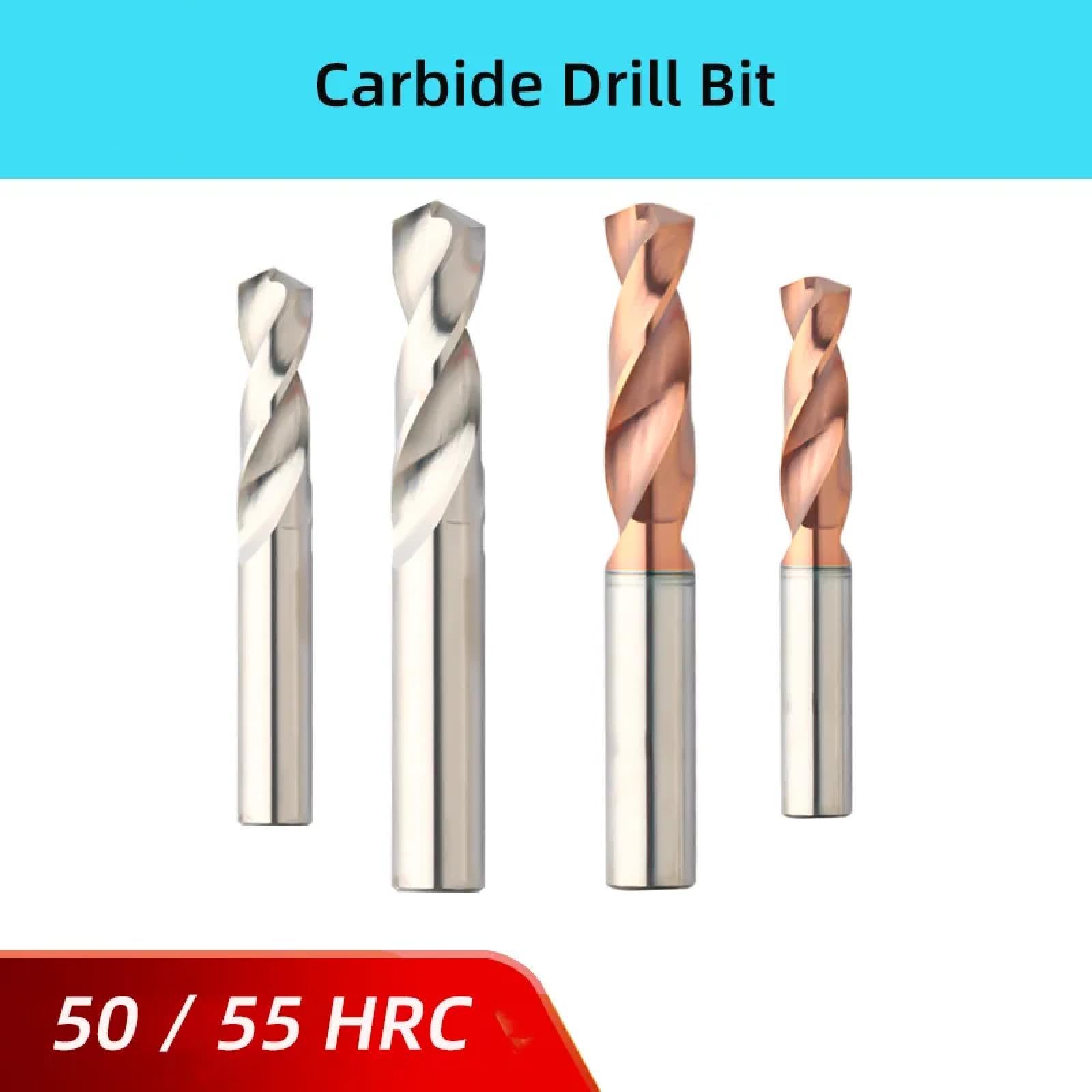 Punte da trapano in carburo per alluminio e acciaio 50 55 Hrc Punte in metallo duro Punta da trapano in acciaio al tungsteno CNC Utensile da foratura per tornio CNC (50 HRC/10,5X75)