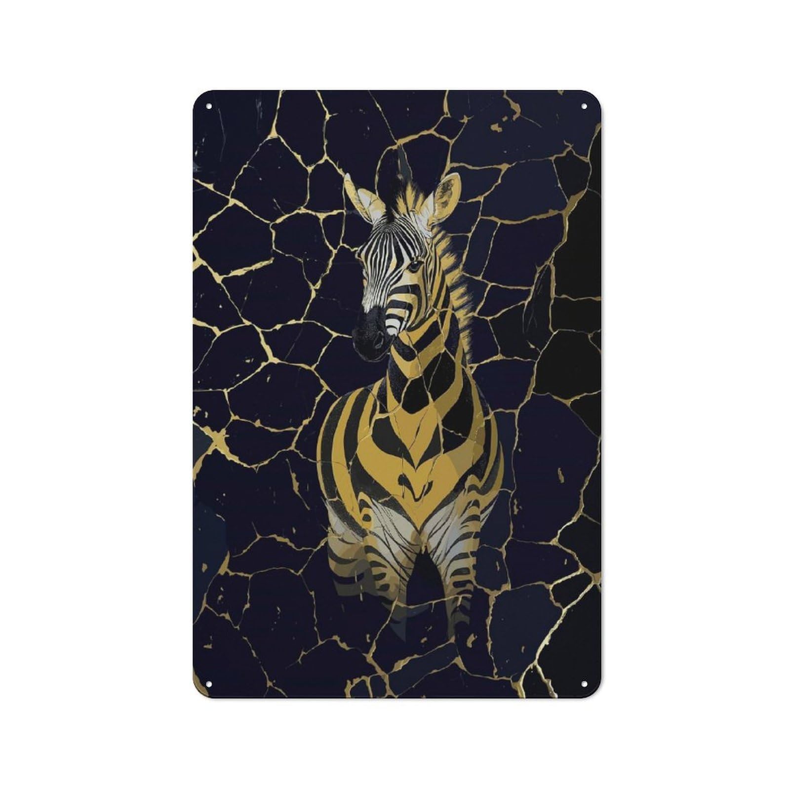 Junmoney Golden Zebra Vintage Tin Wall Plaque 30X20cm For Café Or Restaurant, A Decorative Christmas Gift For Café Owners And Decorators