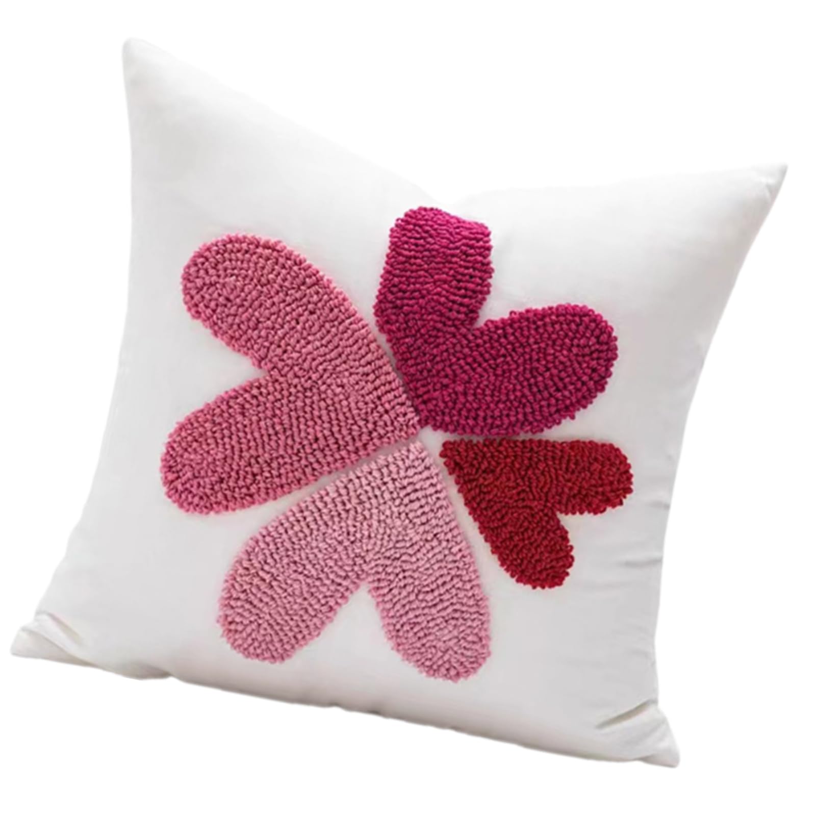 Nucelit Redness Heart and Flower Patterned Embroidered Pillows Covers Cotton Canvas Cushions Covers for Decorative Use Home Embroidered Throw Pillows