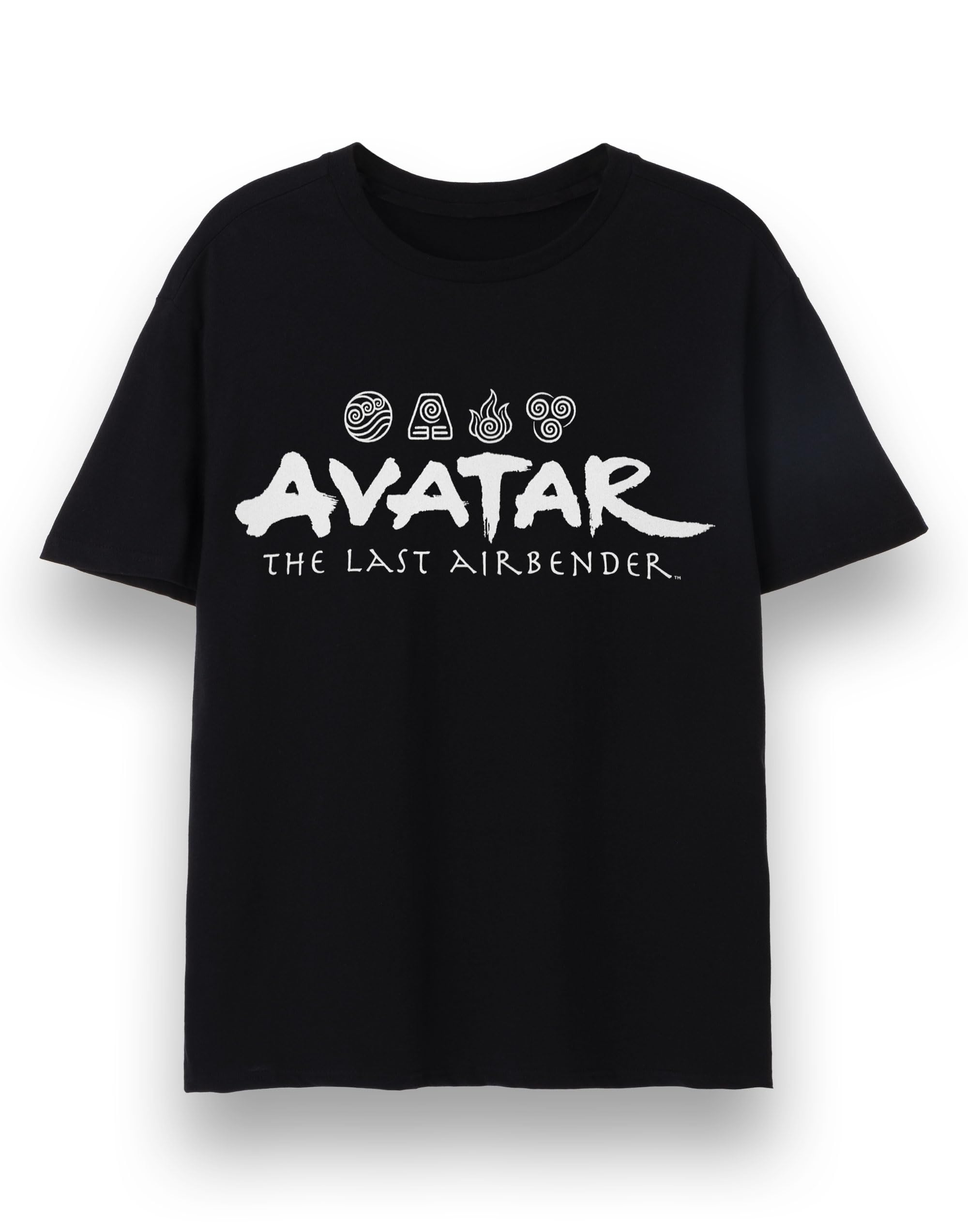 Avatar The Last Airbender Mens T-Shirt | Adults Short Sleeve Black Graphic Tee | Earth Air Water Fire Elements Anime Apparel Top | Netflix TV Show Movie Merchandise Gift Apparel