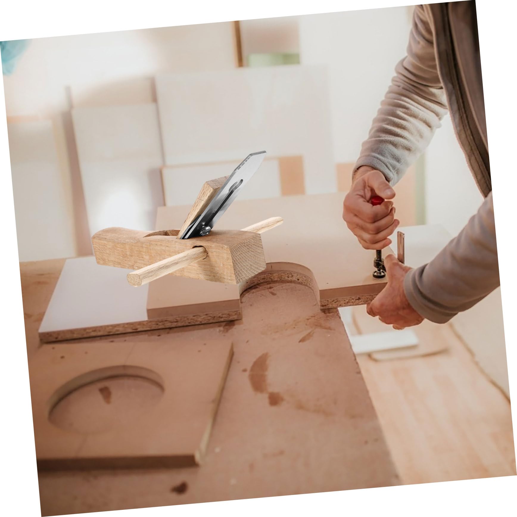 OSALADI Pialla Manuale per Legno 250mm Rifinitura Liscia e Lama in Metallo per Progetti di Falegnameria Fai da Te