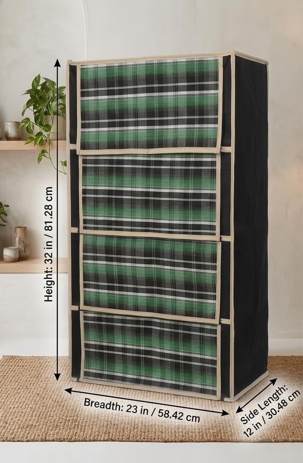 Bluevista Cover for Shoe Rack Home Only for 4-Layer Portable Foldable Shoe Stand Non Woven Flapper Fabric Cover (Green) 1