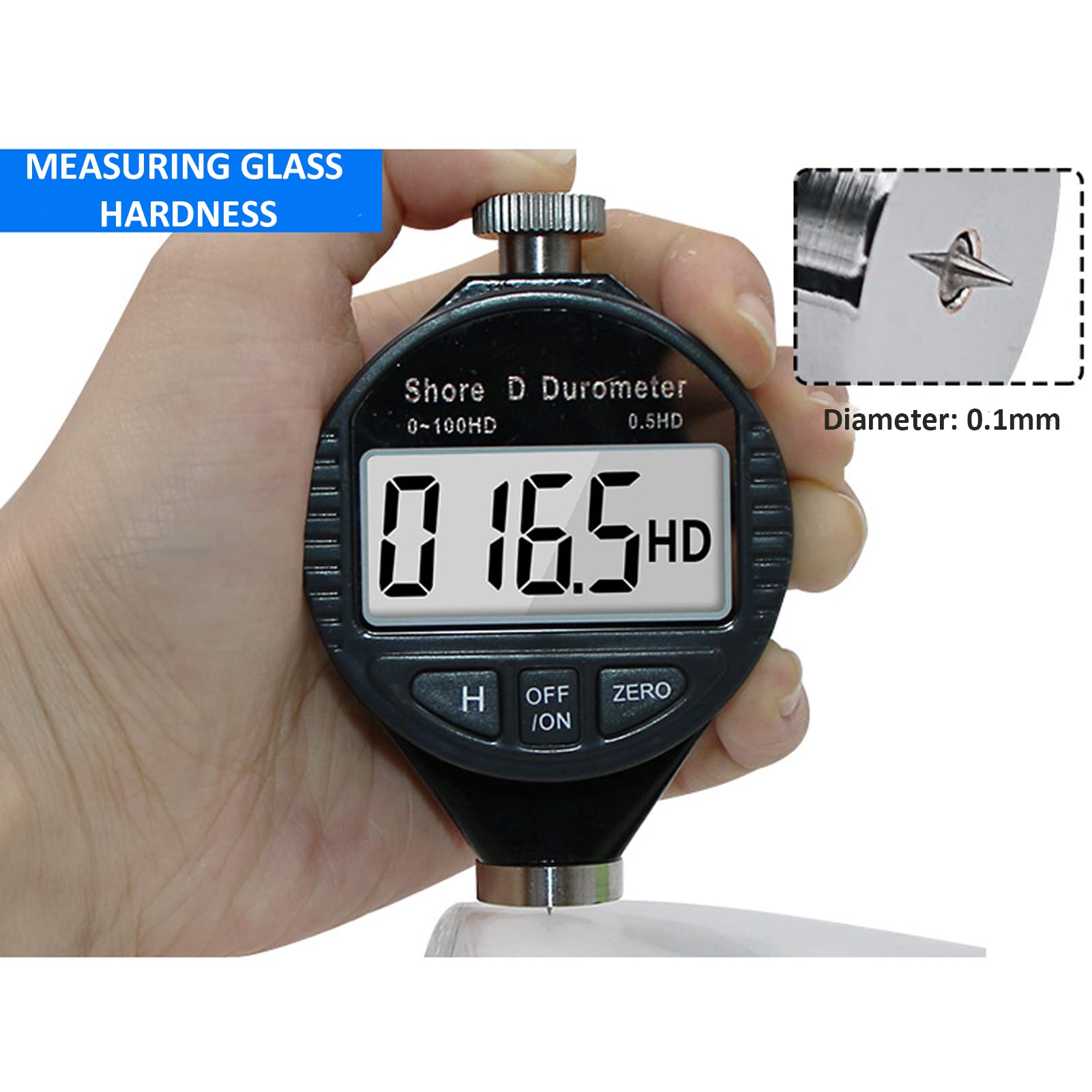 Durometer-Härteprüfer, Shore-Typ A/C/D-Härte Tragbares Digitales Härtemessgerät, 0-100 HA/C/D, für Gummi, Kunststoff, Reifen Usw(Shore D)