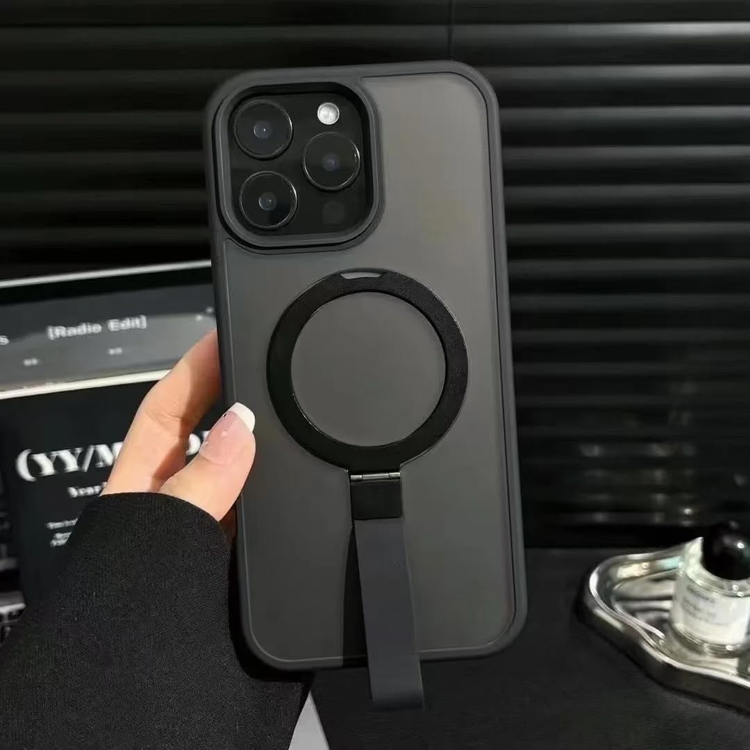 Coque de luxe mate iPhone 17 Pro noire avec anneau magnétique premium - 7