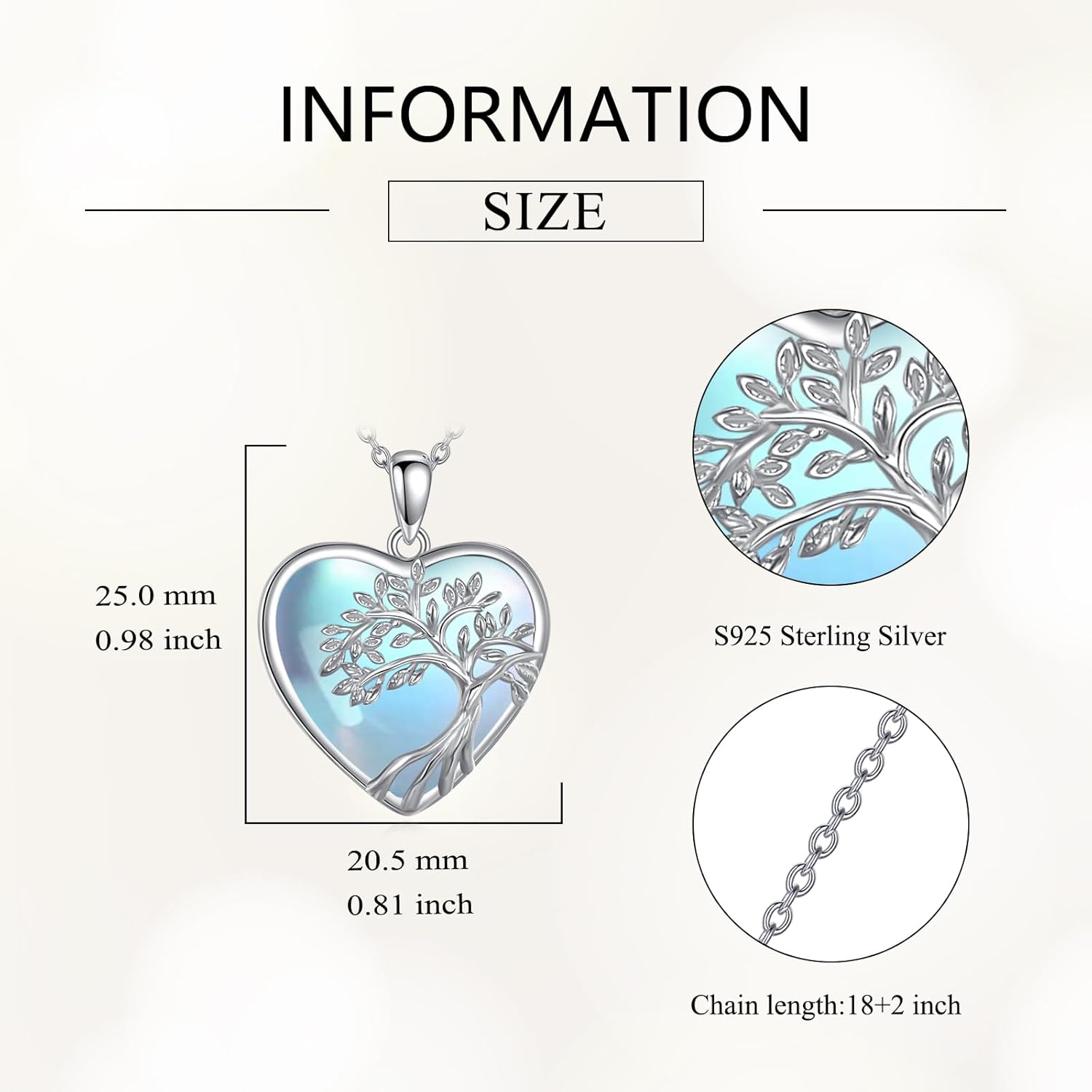 Tree Of Life Necklace Sterling Silver Moonstone Pendant Jewelry Gifts for Women Men - Image 3