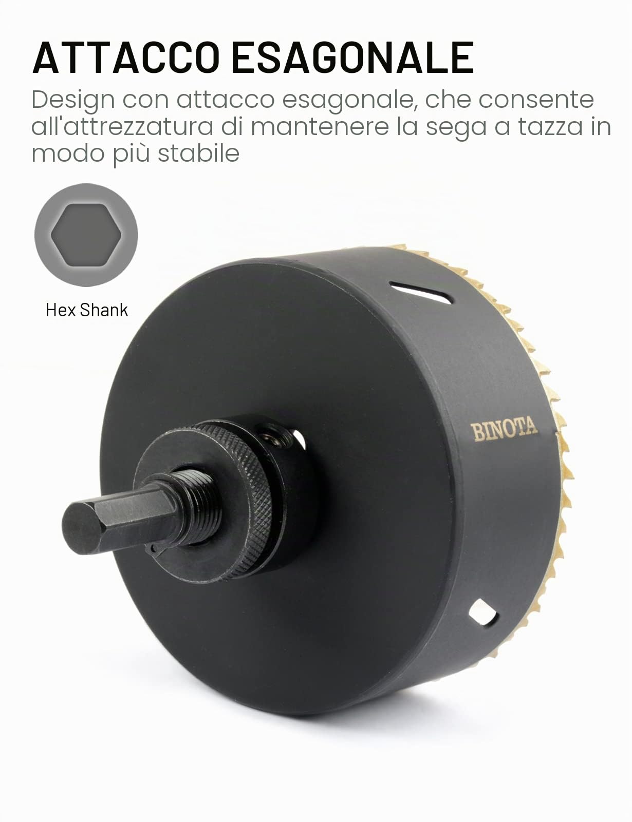BINOTA Sega a Tazza Bimetallica M42, Kit 22-68 mm, per Metallo, Legno, Compensato, PVC, Fibra di Legno, Cartongesso, Set 22 25 29 35 40 51 60 68mm