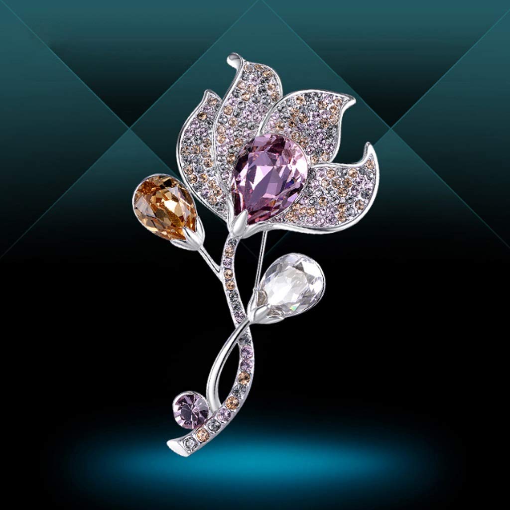RWRAPS Brosche Mit Element-Kristall-Brosche für Damen, Mantel-Brosche, Luxus-Luxus-passende Kristall-Blumen-Brosche, Mantel-Brosche (Farbe: B) (A)