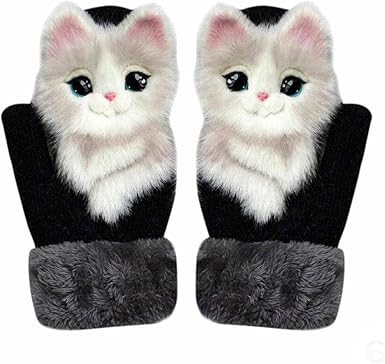 Hand-Knitted Pet Gloves, 2023 New Cute Animal Mittens, Full Fingers Thickening Soft Winter Warm Mittens for Kids Girl