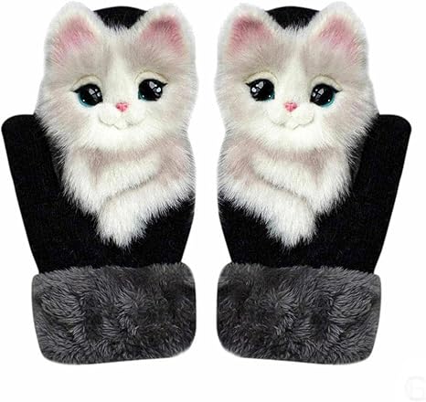 Hand-Knitted Pet Gloves, 2023 New Cute Animal Mittens, Full Fingers Thickening Soft Winter Warm Mittens for Kids Girl
