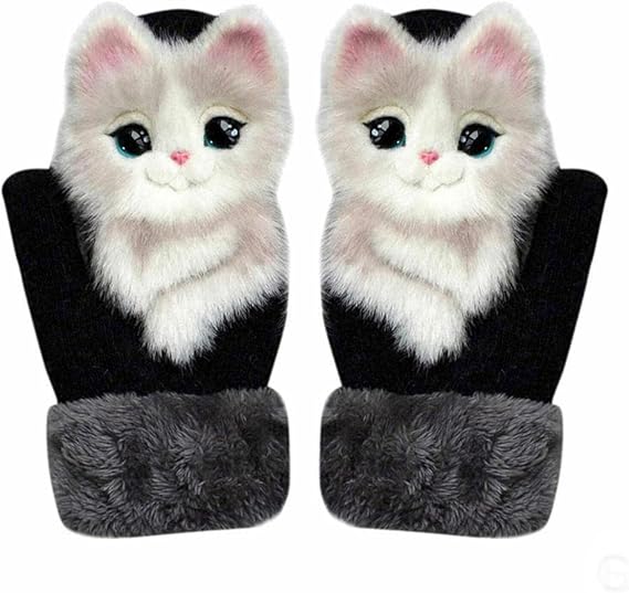 Hand-Knitted Pet Gloves, 2023 New Cute Animal Mittens, Full Fingers Thickening Soft Winter Warm Mittens for Kids Girl
