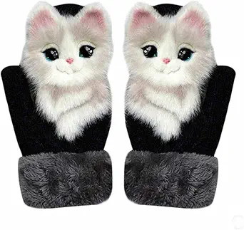 Hand-Knitted Pet Gloves, 2023 New Cute Animal Mittens, Full Fingers Thickening Soft Winter Warm Mittens for Kids Girl