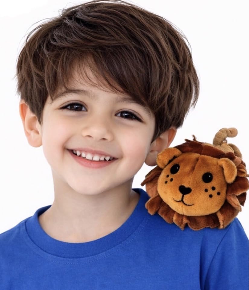 OTTO'S WORLD Magnetic Shoulderpet Lion Plush Toy for Kids | Wearable Soft Plush Shoulder Buddy | Cute Animal Stuffed Toy | Birthday & Return Gift for Boys & Girls (Pack of 1)