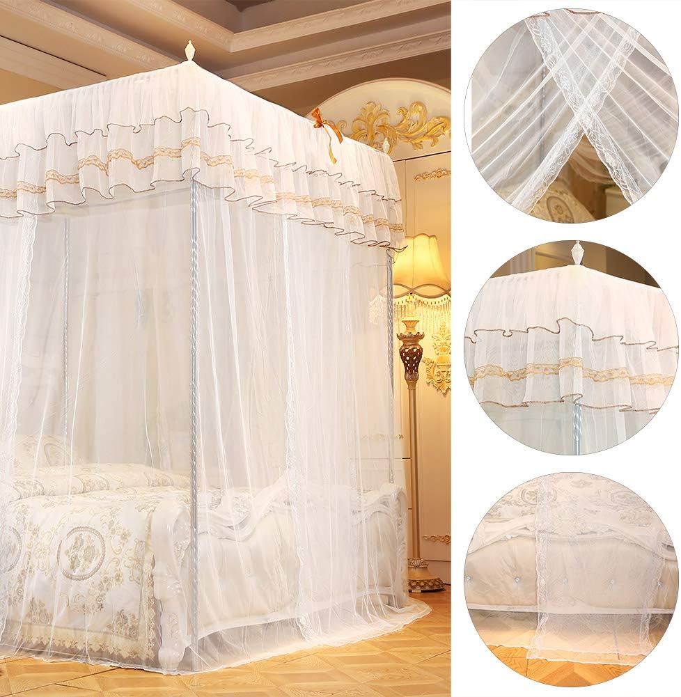 Bed Canopy, Luxury Princess Style Bed Curtains Four Corner Post Bed Curtain Breathable Tent Canopy for Girls Adults Bedroom Decoration(180 * 200 * 200)