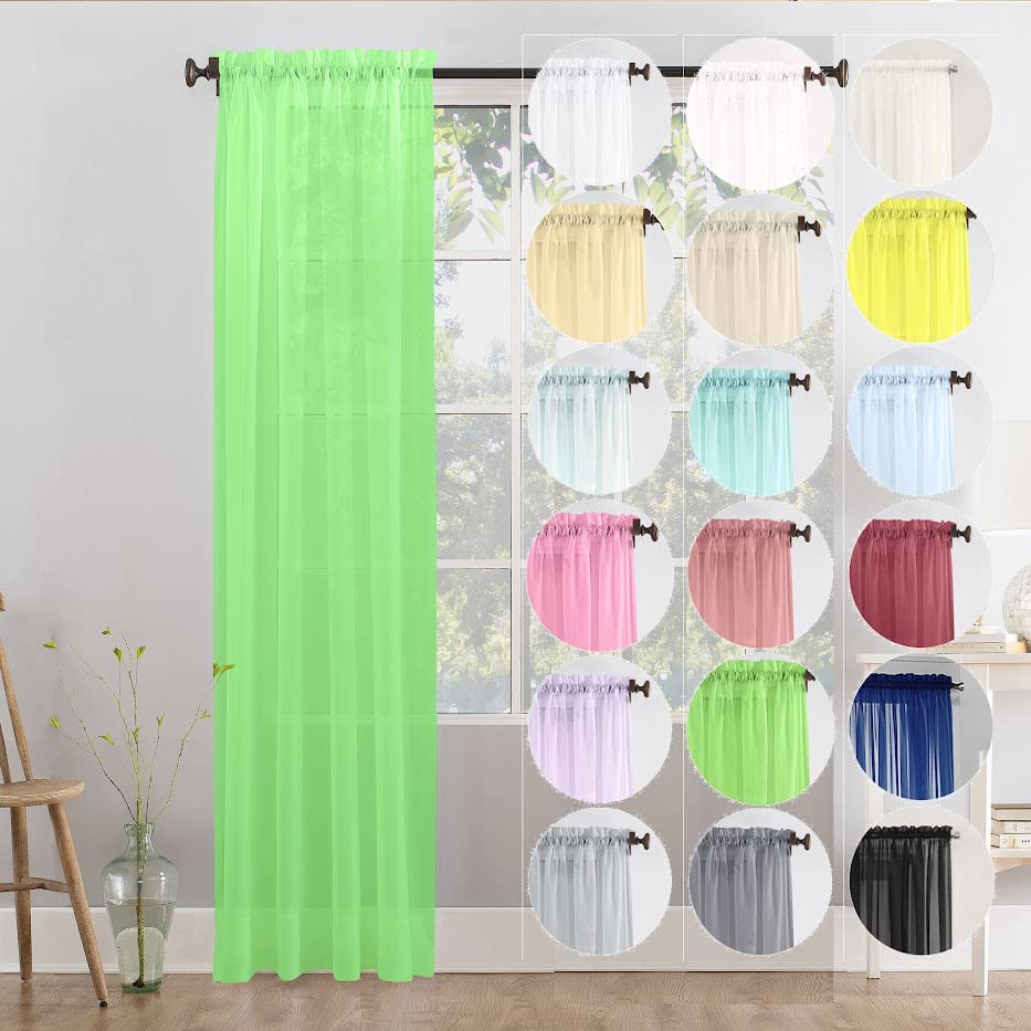Megachest single panel slot top sheer voile curtain(lime, 56" wideX72 drop 1 Panel)