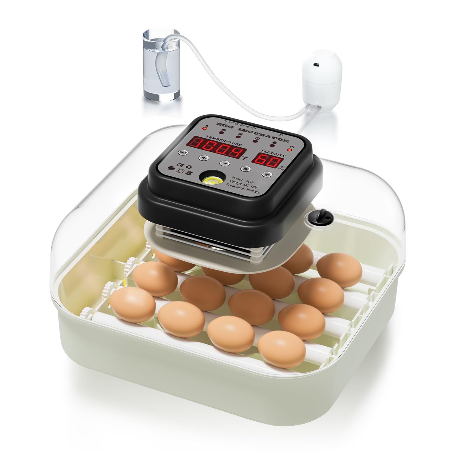 12-16 Egg Incubator, Incubators for Hatching Eggs with Humidity Control, Automatic Egg Turner and Egg Candler, Incubator for Chicken Duck Goose Quail Eggs