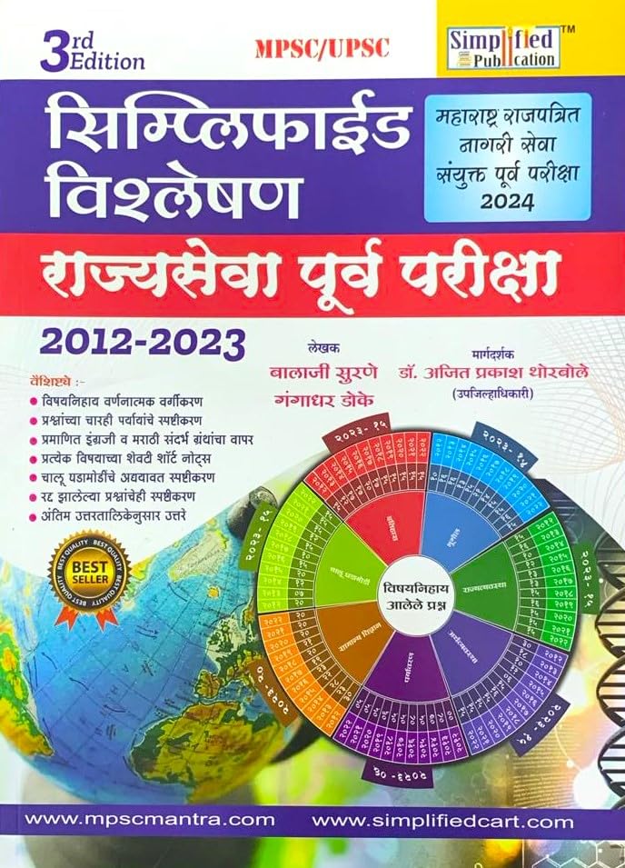 Simplified Vishleshan Rajyaseva Purva Pariksha 2012- 2023 - MPSC/UPSC, Maharashtra Rajpatrit Nagri Seva Sanyukta Purva Pariksha 2024