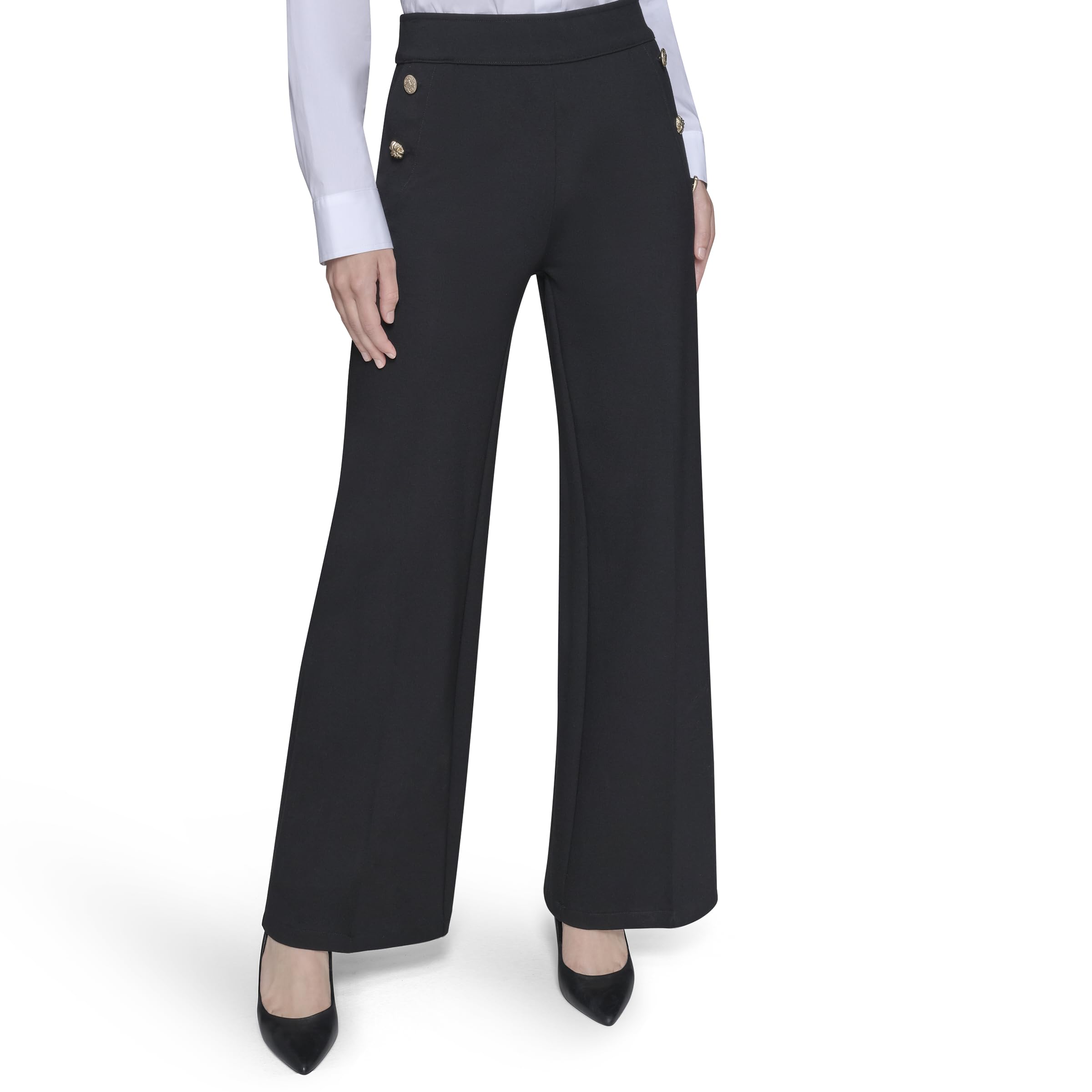 Karl Lagerfeld Womens Straight Sailor Silky Ponte Everyday Pant