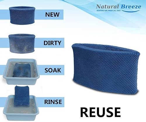 Miniatura 2 de NATURAL BREEZE Filtro reutilizable para humidificador, repuesto de filtro de mecha y compatible con Holmes HWF 62, filtro A, Sunbeam SF212,