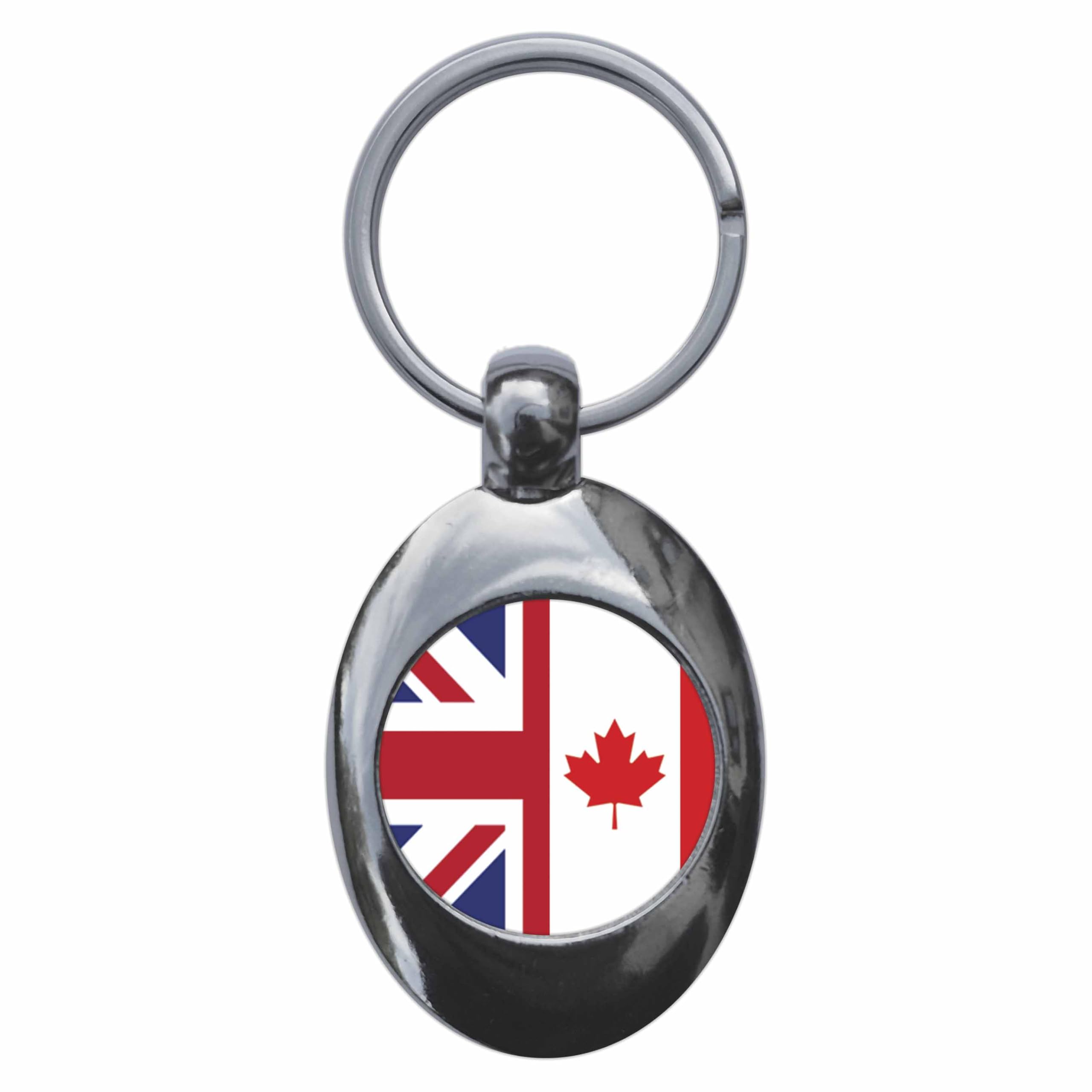 Ozorath Canada United Kingdom Split Flag Keyring Keychain With Trolley Coin