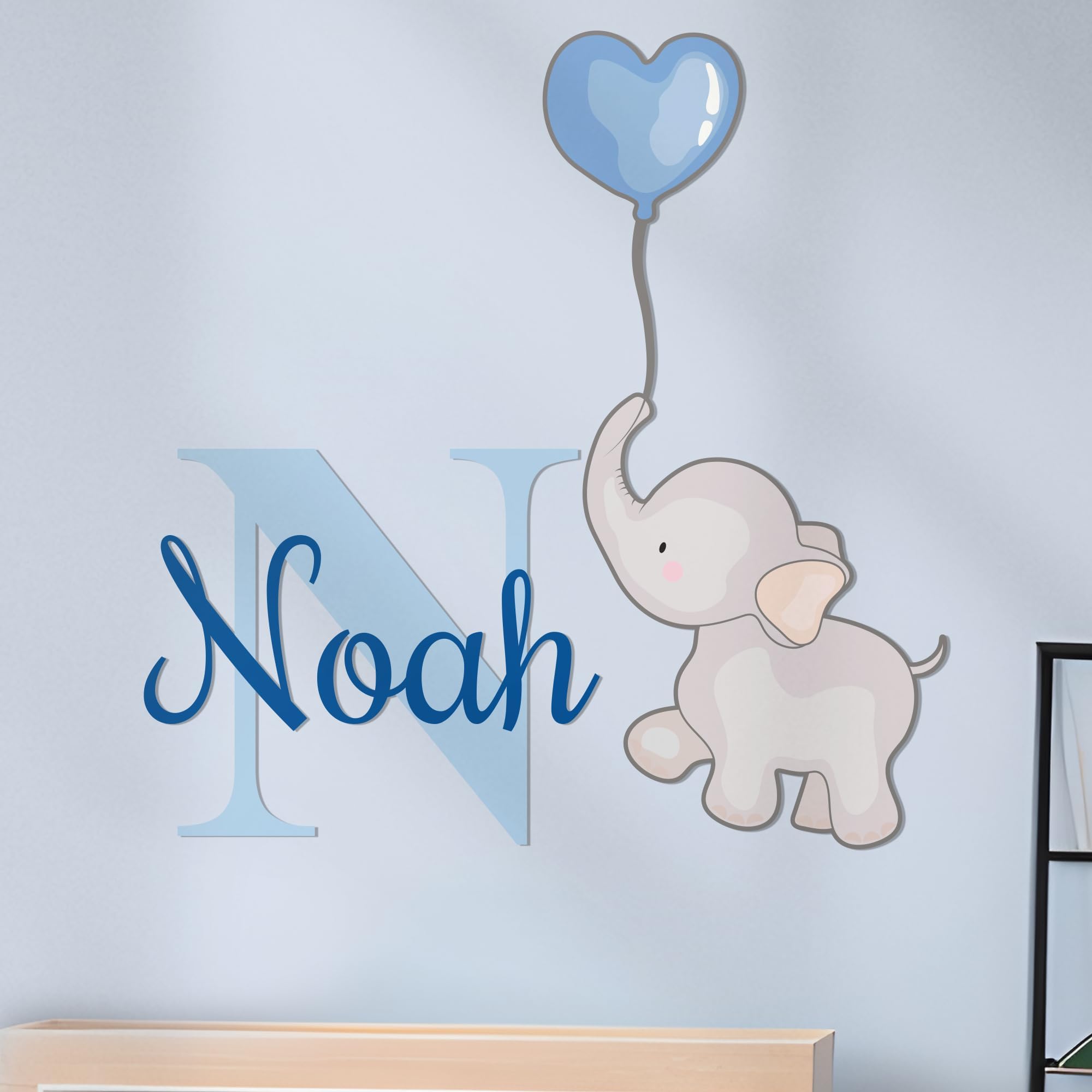 Custom Name & Initial Elephant Wall Art I Elephant Baby Shower Decorations | Elephants Baby Shower Decorations for Girl I Baby Elephants Nursery Decor | Wall Decals