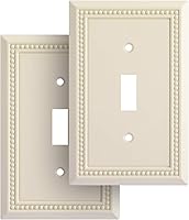 HenneBery Sunken Pearls Decorative Switch Plate Covers - Heavy Duty Zinc Alloy Single Toggle 2-Pack, Light Almond