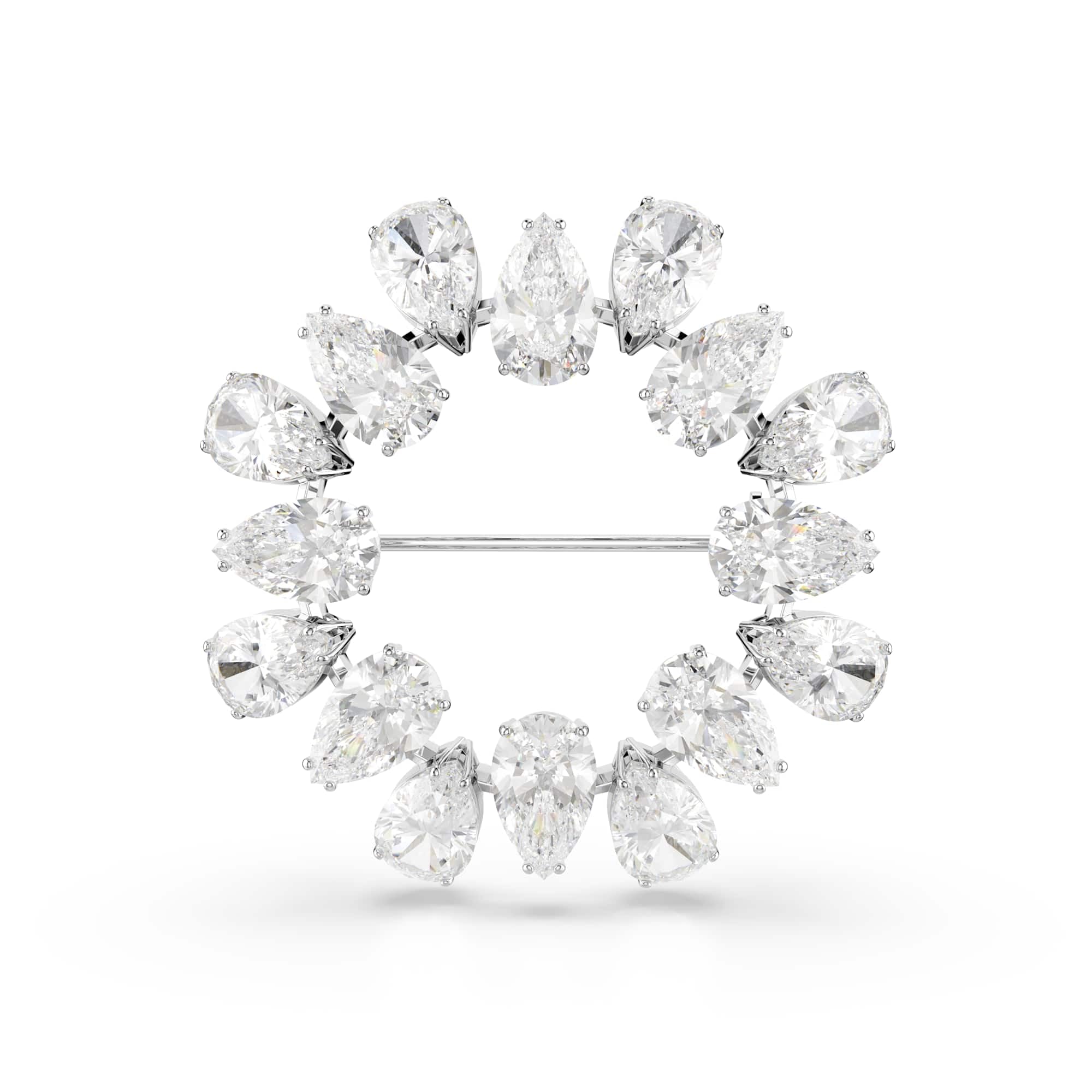 [Official] [Swarovski] Matrix Brooch, Pair Cut, White, Rhodium Plating, ワンサイズ, Crystal, No Gemstone