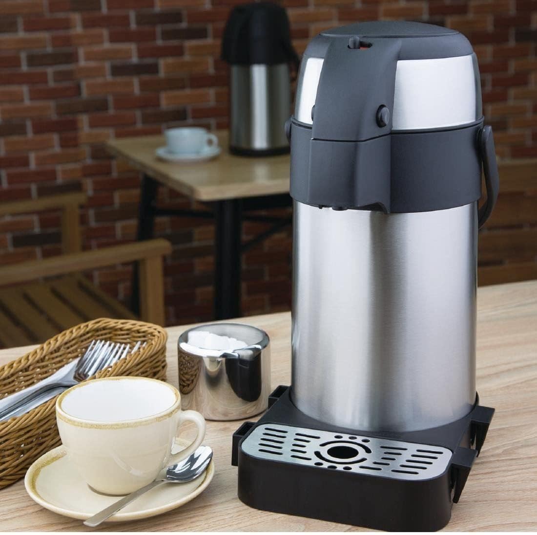 Olympia Pump Action Airpot 25L 330X151mm Stainless Steel Teapot Infuser