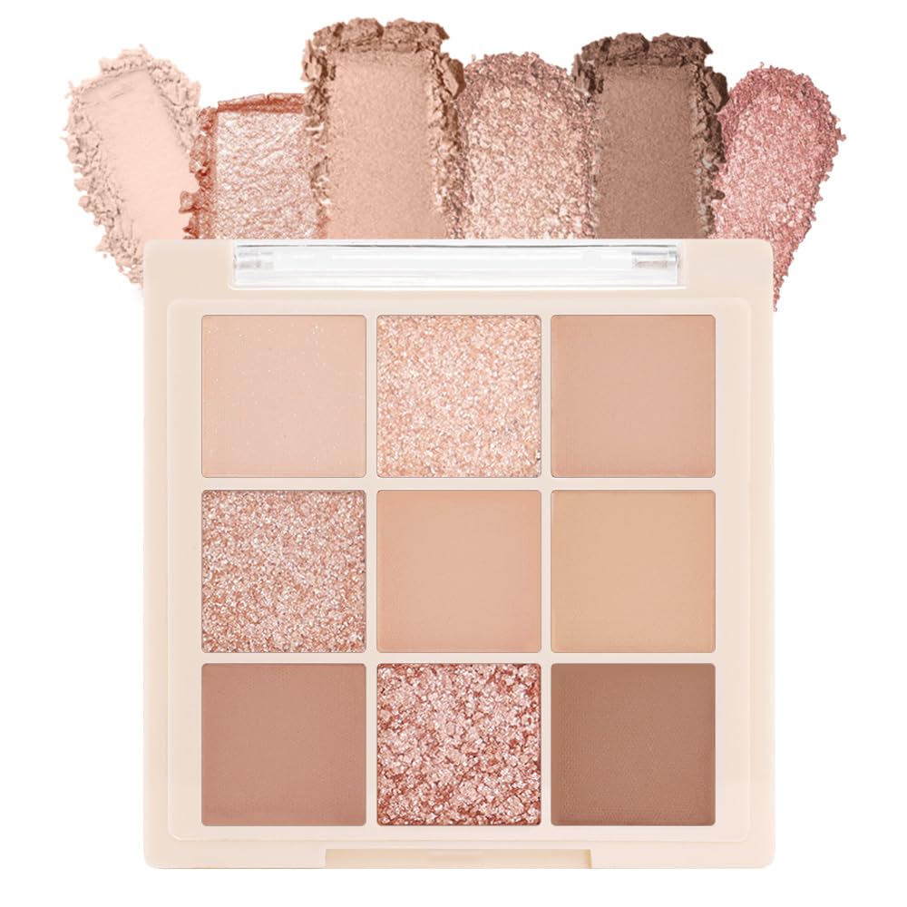 AMY'S DIARY Nude Pink Beige Eyeshadow Palette,Natural Eye Shadow Make Up Pallets for Women,Neutral Small Cream Light Colors Eyeshadow Palette Long Lasting Naturing-Looking,Vegan
