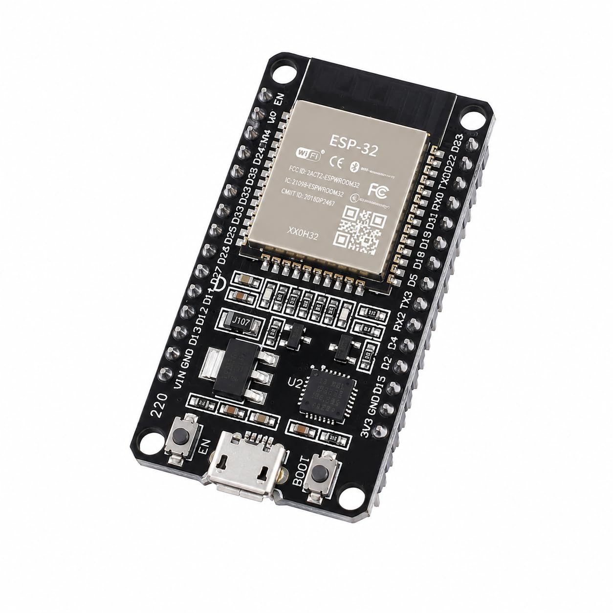 esp32 dev board wifi + bluetooth development board – esp32 devkit v1 microcontroller with cp2102 usb chip, esp32 wroom dual-core 32-bit module for iot projects, arduino & micropython (38 pin)
