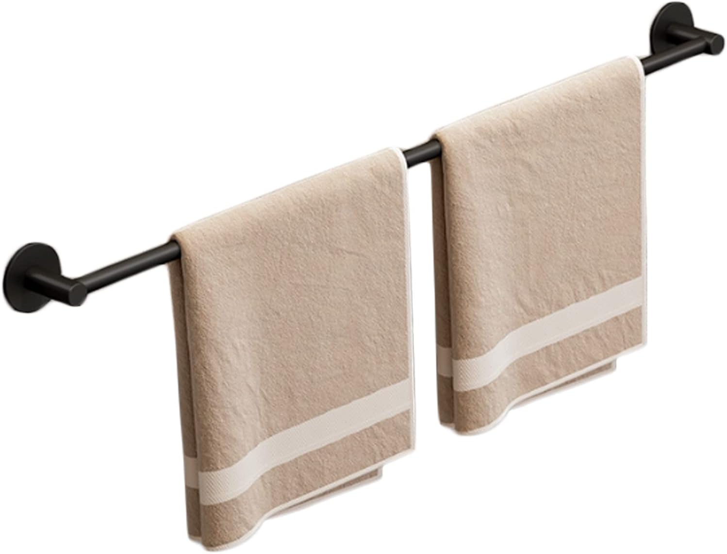 Self-Adhesive Towel Rail 70cm - No Drilling, Modern Black Aluminum Towel Holder, Space-Saving Design, Bathroom Towel Ring, Easy Install for Guest & Master Bath