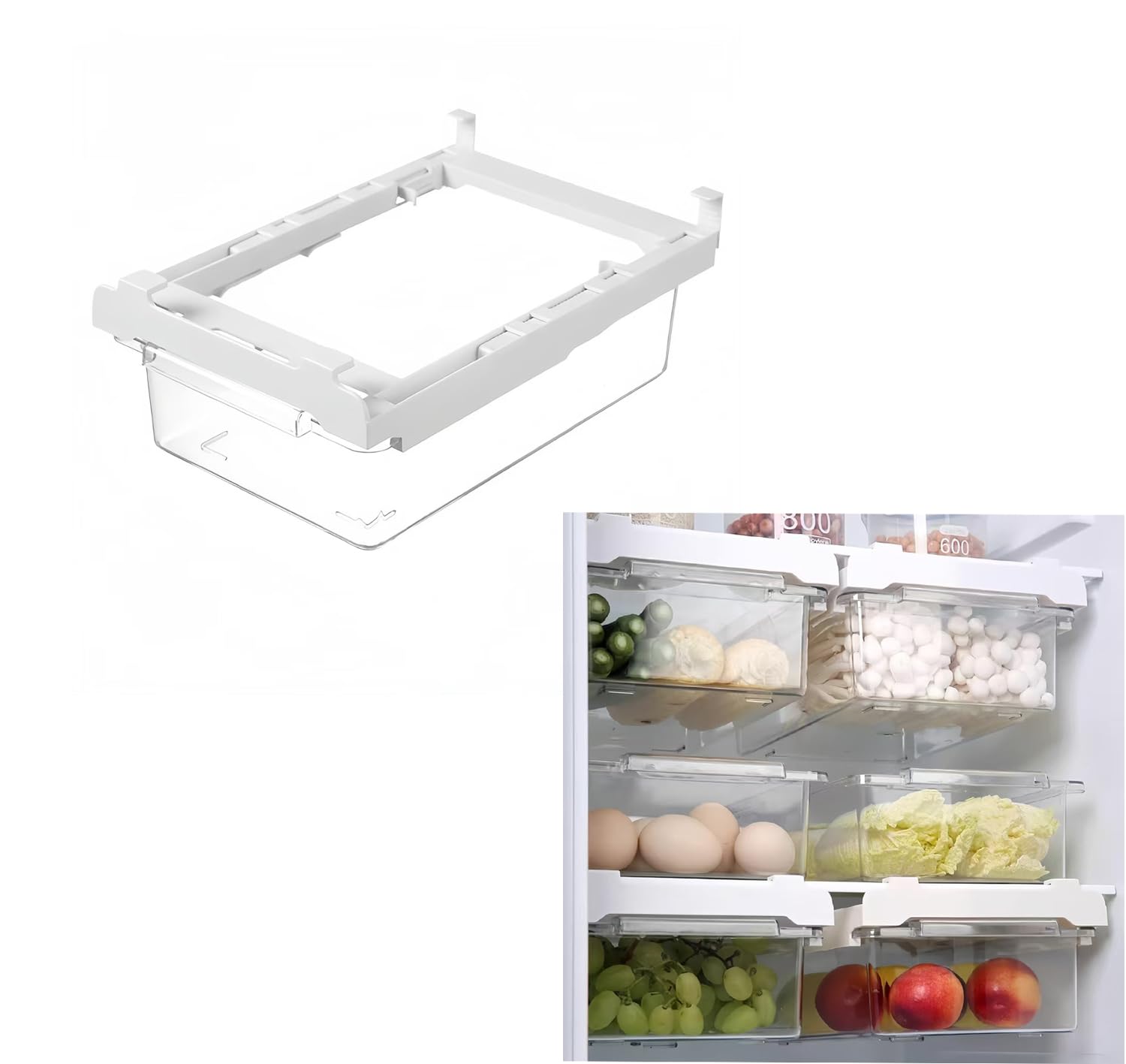 Kühlschrank Organizer Ausziehbare Schublade Kühlschrank Schublade Fridge Organizer gefrierschrank organizer zum Aufbewahren und Aufbewahren von Lebensmitteln im Kühlschrank verwende