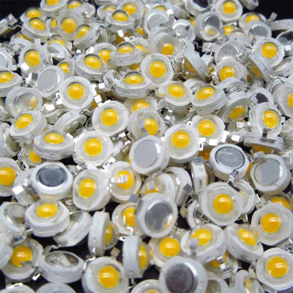 50 chip LED ad alta potenza, 3 W, bianco caldo (3000 K-3500 K, con ingresso 560 mA-700 mA. Connettore DC 3 V-3,4 V con 3 Watt) SMD COB emettitore di luce componenti, diodo da 3 W