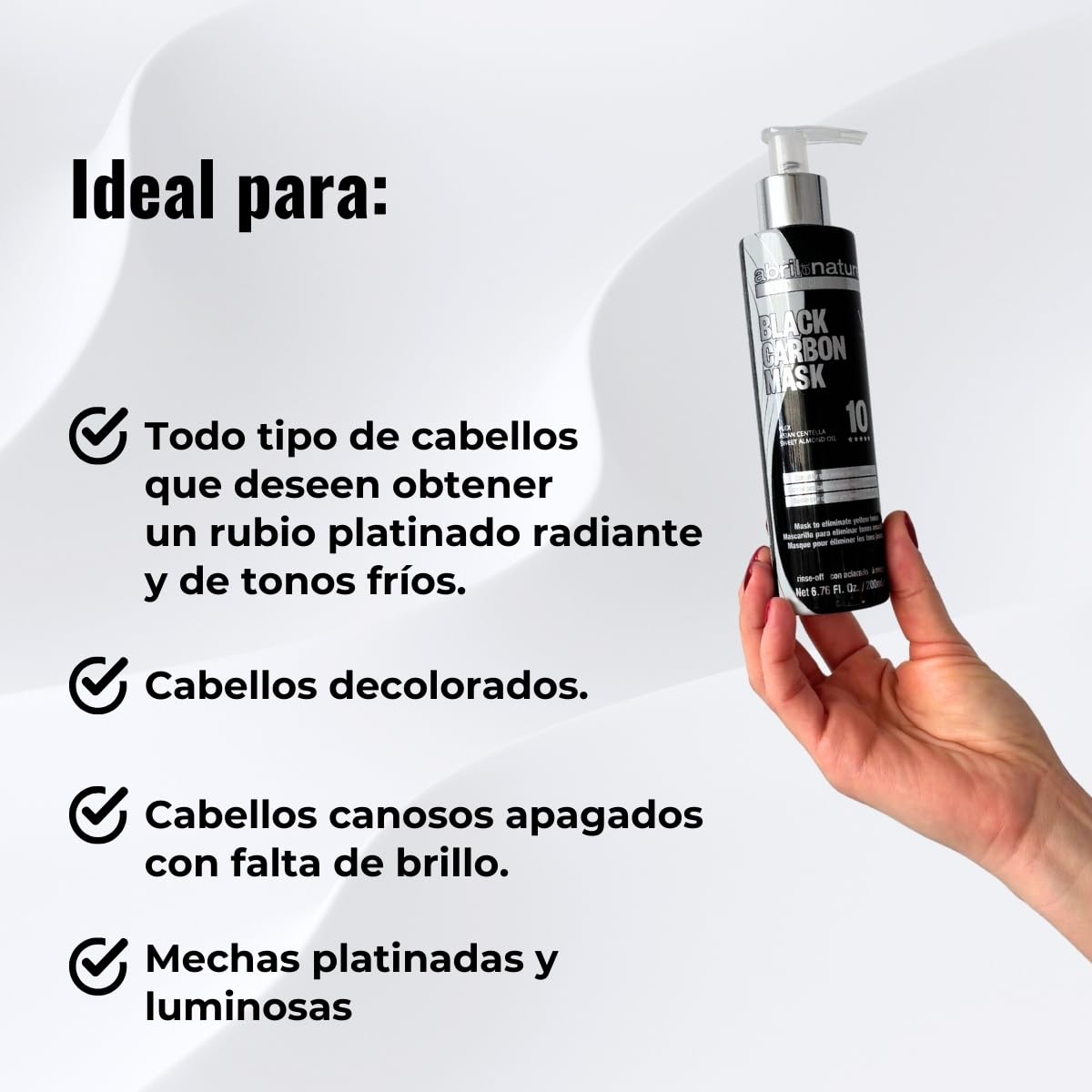 abril et nature - Set Cuidado Capilar Profesional Black Carbon - Matiza tonos no deseados - Nutre y repara - Pack Champú, Mascarilla y Spray - Hidratación Intensa - Ideal Rubios y Platinos - 550ml