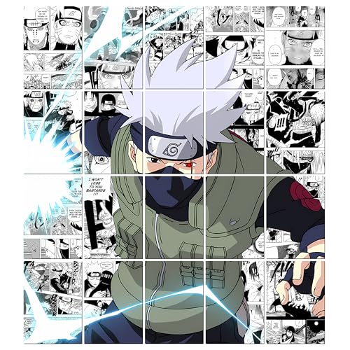 Image of MODERN GALLERY MART Pack of 20 Naruto Kakashi Hatake Manga Poster | A4 Size Anime Wall Art (8.3 x 11.7 inch) | Manga Posters with Glue Dots | Anime Poster for Bedroom, Living Room, Office