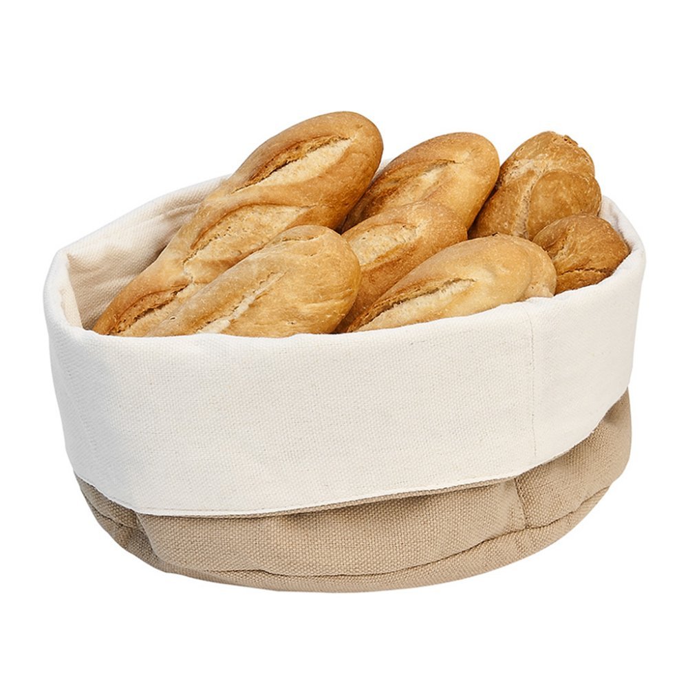 Cesto Pane Crema & Marrone Ø 20X9,5 Cm Cotone - 12 Unità