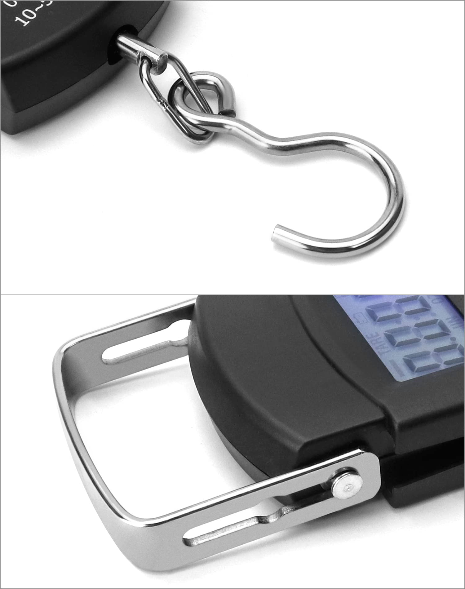 QWORK® Przenośna waga bagażowa 50 kg, cyfrowa waga bagażowa, waga bagażowa, idealna do pomiaru ryb, bagażu, baterii nie wchodzi w skład zestawu