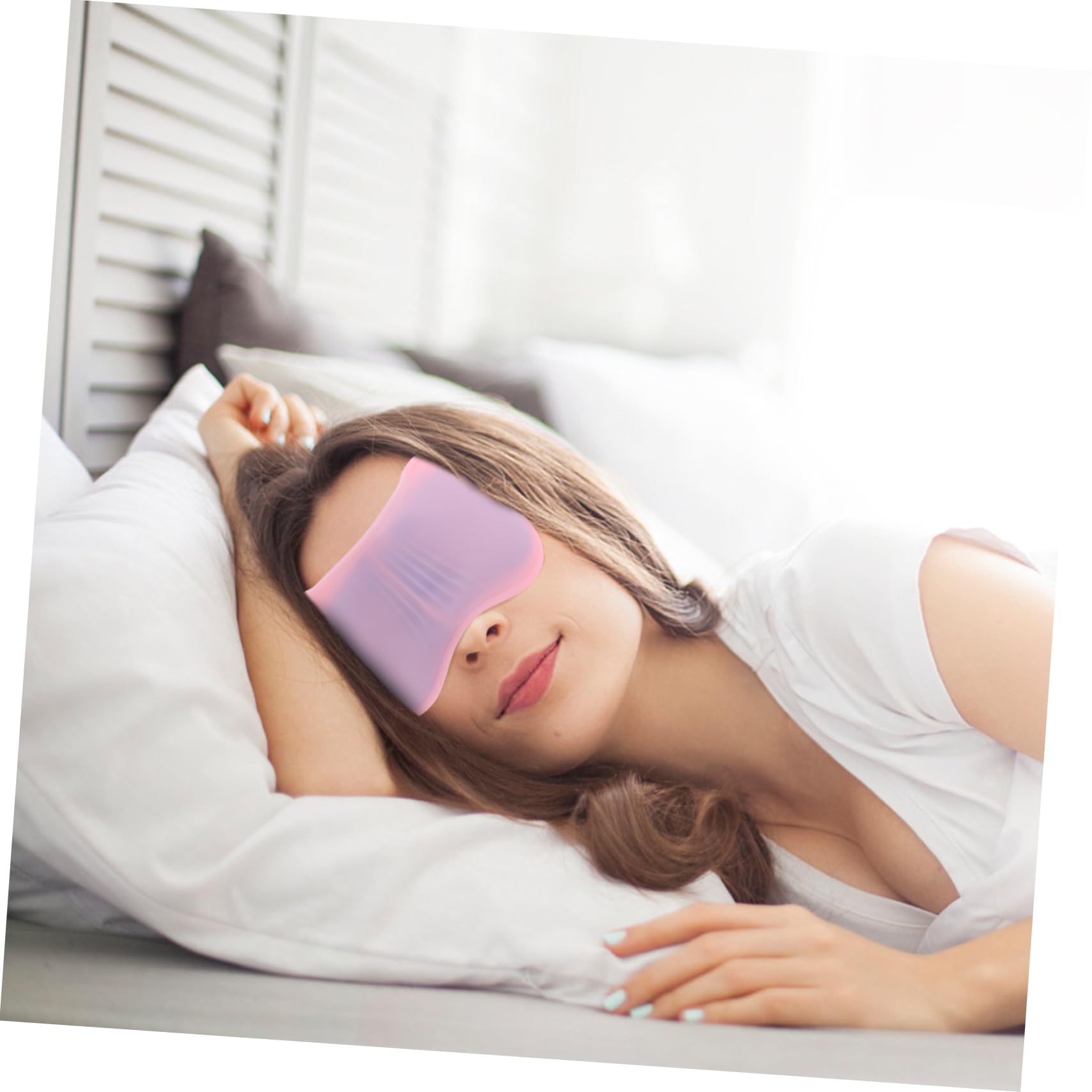 Máscara de Ojos Ajustable de Gel Rosa para Dormir, 1 Juego | Silicona, Compresa Fría y Caliente, Sombreado Nocturno, Uso en Oficina, Descanso Ocular Cómodo