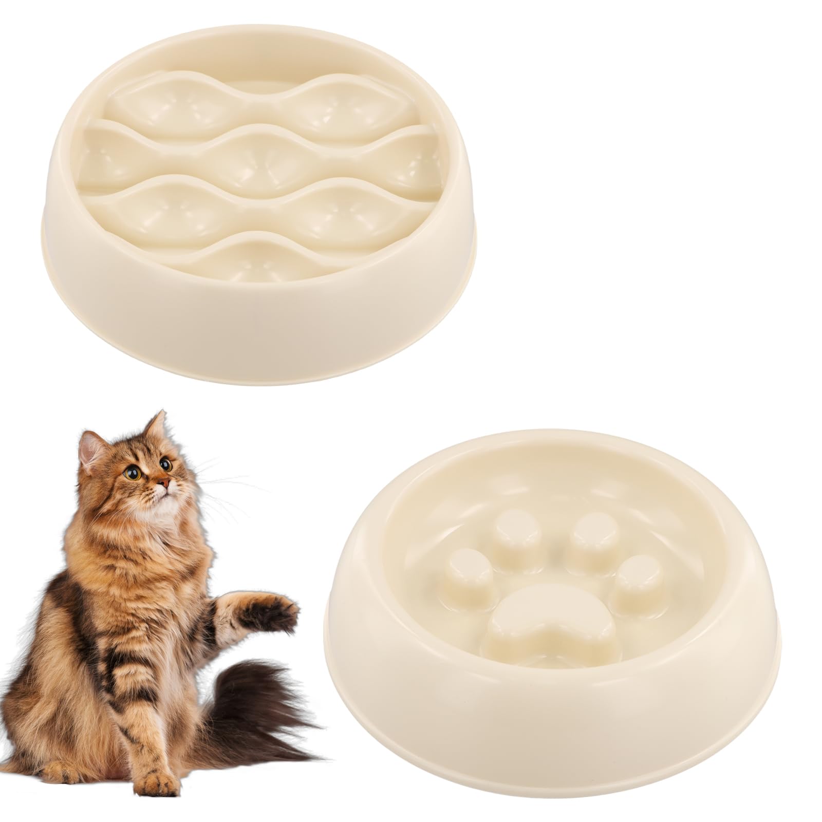 2 Pieces Slow Feeder Cat Bowl, Slow Down Eating Food for Prevent Bloat Anti Choking, Feeding Bowls for Puppy Healthy Digestion Weight Control for Dogs