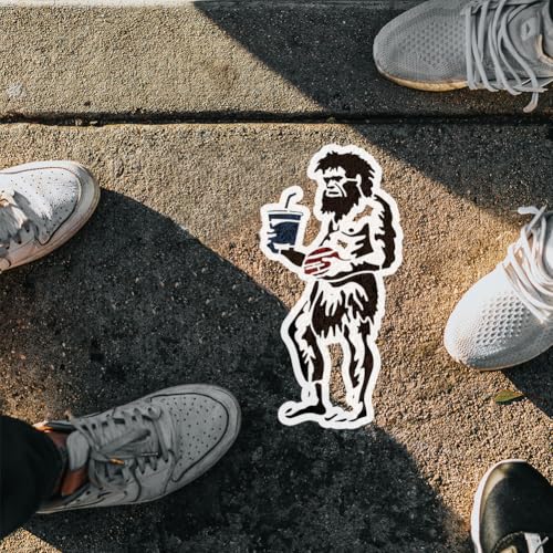 FINGERINSPIRE Caveman Stencil with a Paint Brush 11.7x8.3Inch Reusable Banksy Style Stencil PET Fast-Food Decoration Template Drink and Burger Banksy Themes Template for Wood Wall Floor