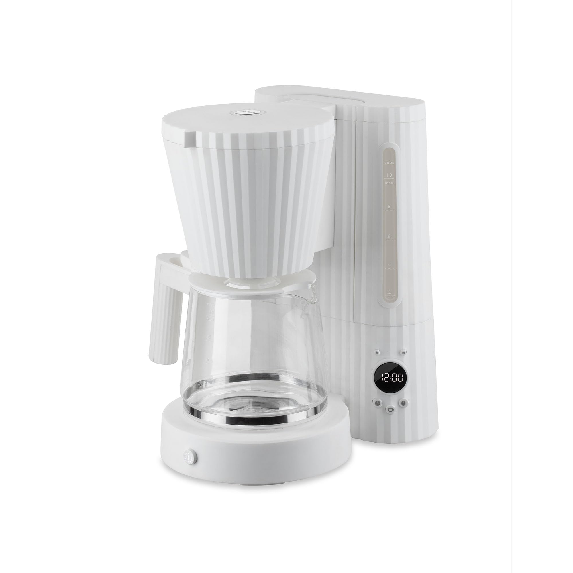 Alessi Plissé MDL14 W ekspres do kawy o wzorze, funkcja automatycznego uruchamiania, z żywicy termoplastycznej, wtyczka europejska 1100 W, 150 cl, biały