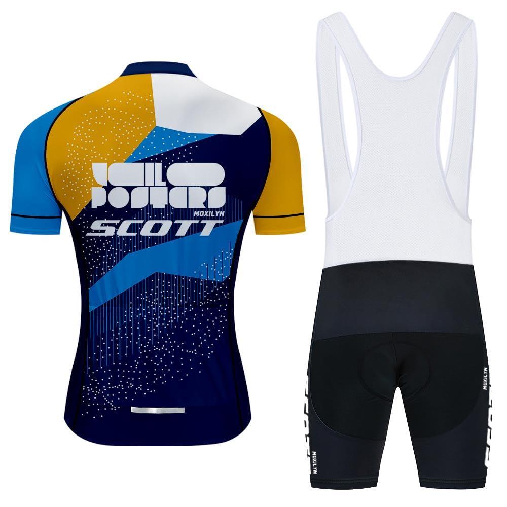 Moxilyn Abbigliamento Ciclismo Set Manica Corta Tuta Ciclismo Uomo Completo Ciclismo Estivo per Bici da MTB con Pantaloncini Imbottiti in Gel Traspirante