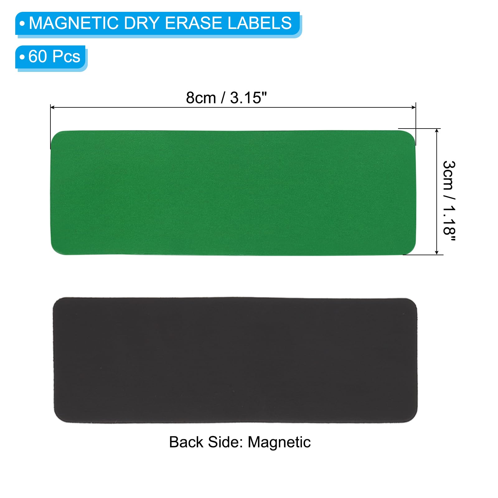PATIKIL Magnetic Name Tag 3.15x1.18Inch,60 Pcs Dry Erase Magnet Labels Waterproof Reusable Strips for Classroom Office Refrigerator Home whiteboard - Image 2